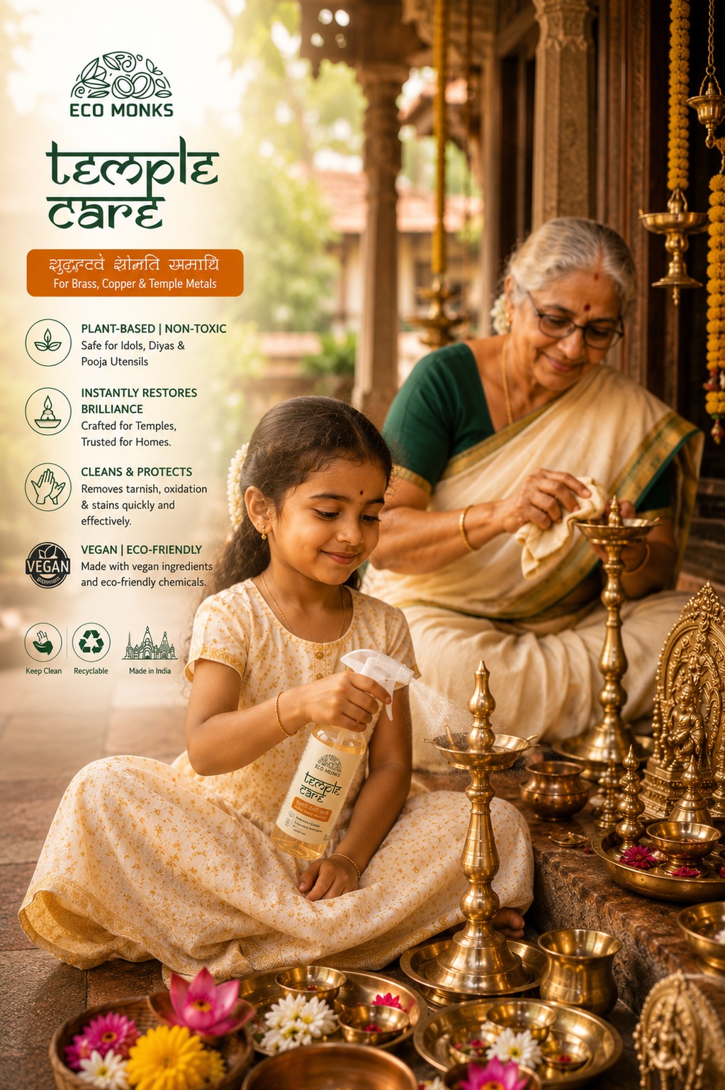 Temple Care Brass Cleaner Bottle